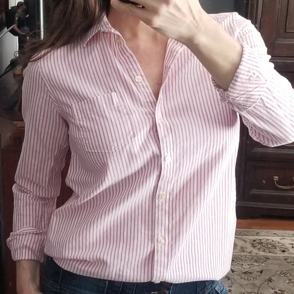 G.H Bass Oxford stripe 1 pocket buttondown